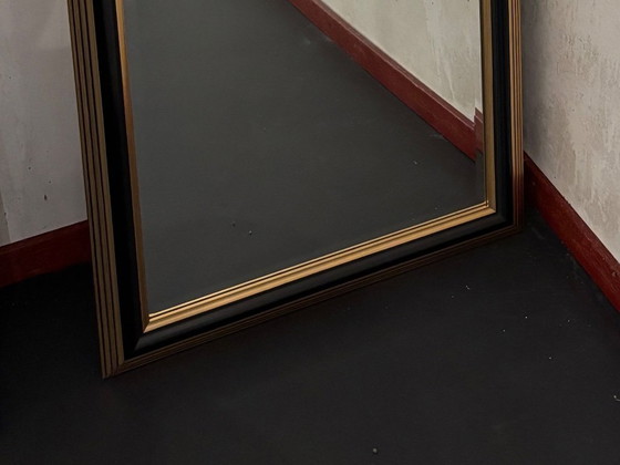Image 1 of Grote wandspiegel – zwart/gouden lijst – Louis Philippe / Hollywood Regency stijl