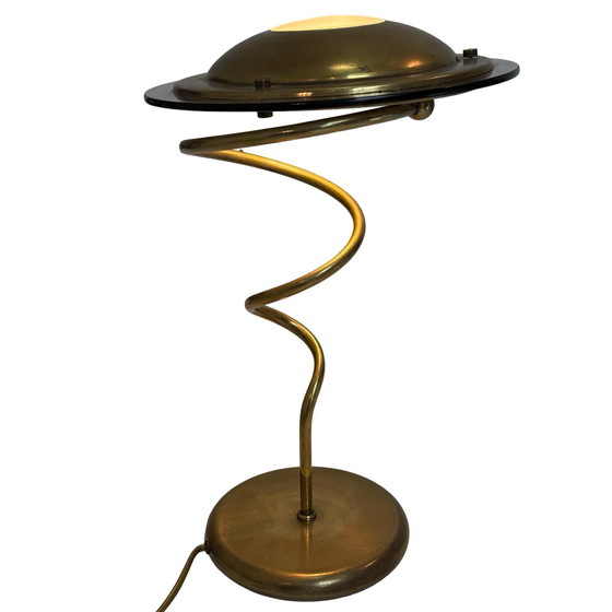 Image 1 of Steinhauer - Messing/goudkleurig en rookglas - Vintage bureaulamp in postmoderne stijl