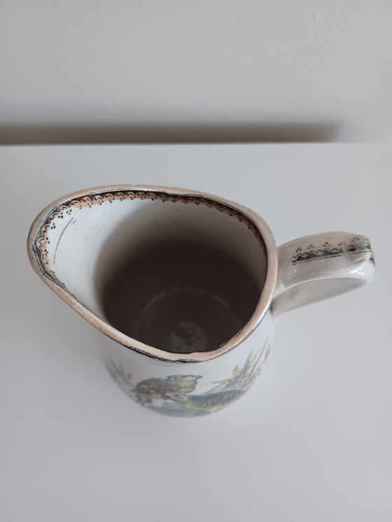 Image 1 of Vintage ceramic jug with hand-painted bird decoration - Southern European
