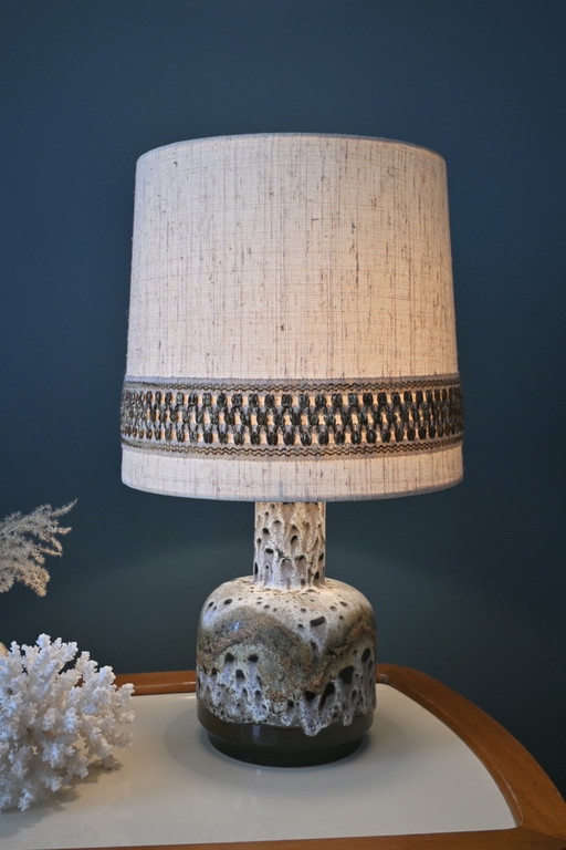 Cool 70's Table Lamp With Fat Lava Glaze