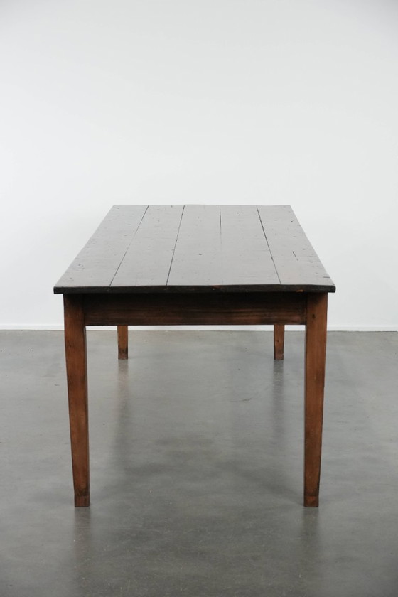 Image 1 of Grande tavolo da pranzo antico francese XXL in stile fattoria con due cassetti