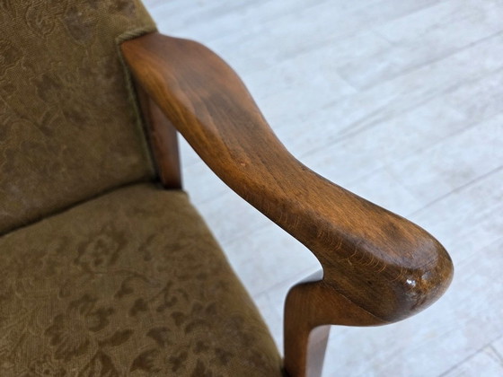 Fauteuil vintage danois des années 1960, en laine et bois de hêtre. – Textile, Wood (photo 7 of 14)