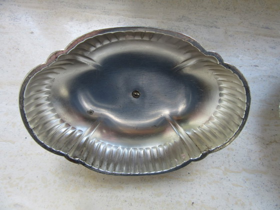 Image 1 of Serving Dish Signed Made in Japan, Sterling Silver Overlay, Vintage