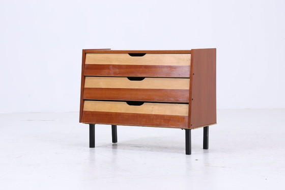 Image 1 of Vintage shoe cabinet from the 1960s | Mid-century cabinet, retro shoe cabinet, hallway, wooden storage #04-23