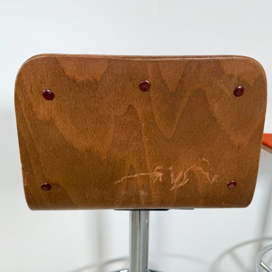 Image 1 of Vintage bar stools, chrome with wooden seat