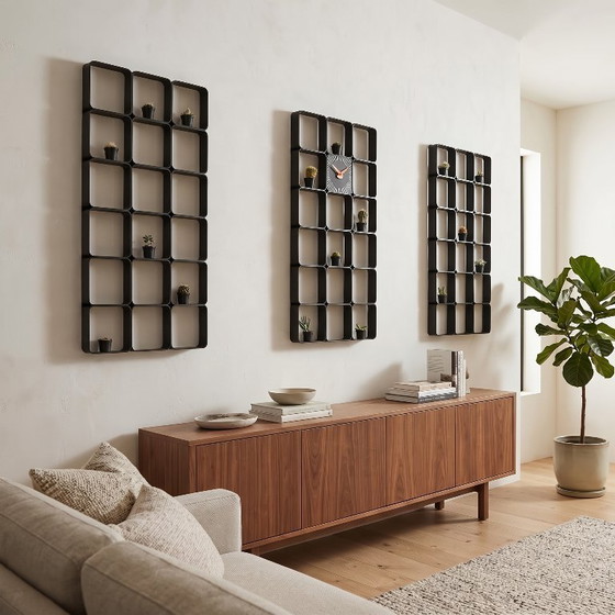 70s Space Age Wall Panels System Black Midcentury Retro Wall Art Space Age Panel Idea – Wall decoration, Other (photo 9 of 9)