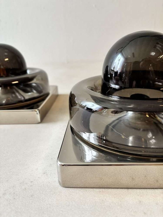 Image 1 of Lampade da parete in vetro fumé Cosack anni '70