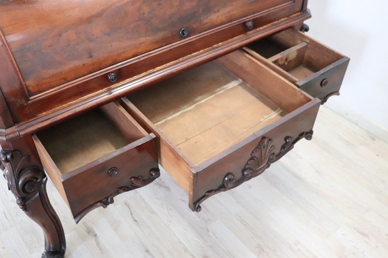 Image 1 of Antiker Rollschreibtisch in Nussbaum, Italien 19.