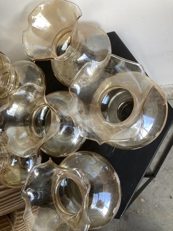 Image 1 of 6 vintage amberkleurige lampenkapjes