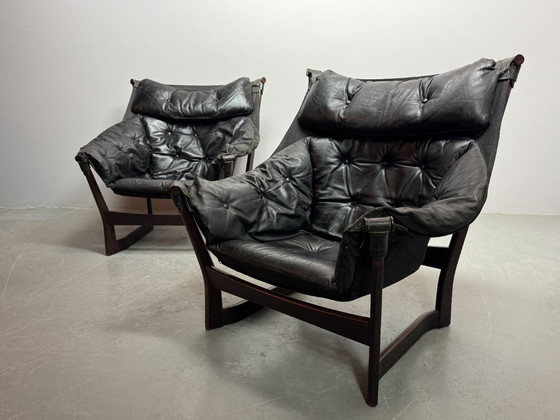 Image 1 of Design Mid-Century, set di 2, sedie a sdraio “Trega” di Tormod Alnæs per Sørlie Møbler, Norvegia, anni '70