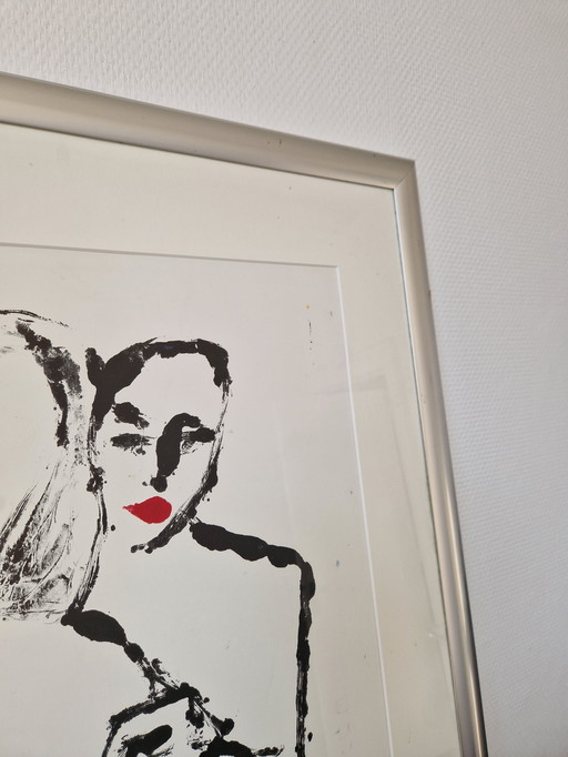 Grande œuvre représentant un passage partout dansant, 68 x 94 cm, signée