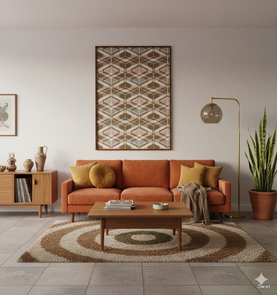 14294 Geometric Vintage Wallpaper Brown Pink Grey – Wall decoration (photo 7 of 7)