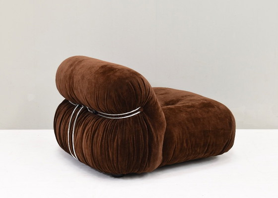 Image 1 of Silla Soriana en mohair marrón chocolate original de Tobia Scarpa para Cassina, Italia, circa 1960