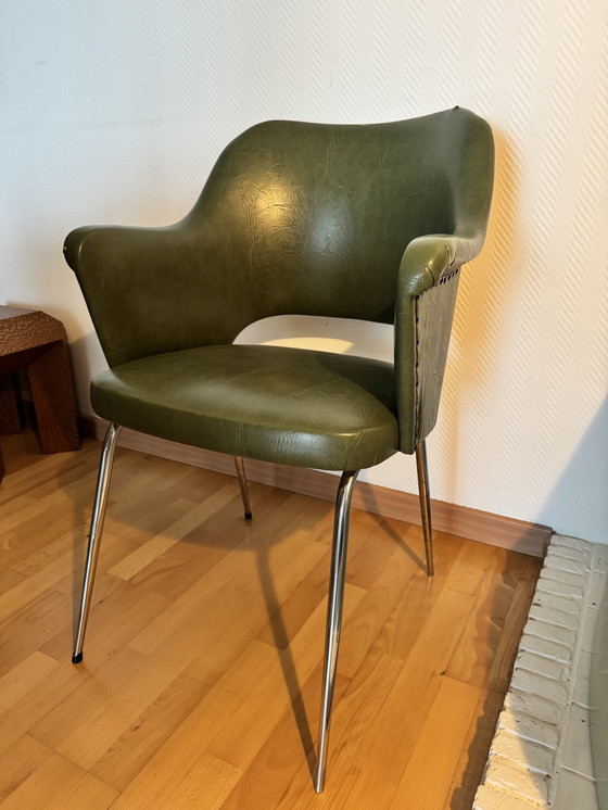 Image 1 of Sillón modernista de los años 60 en cromo y piel skai