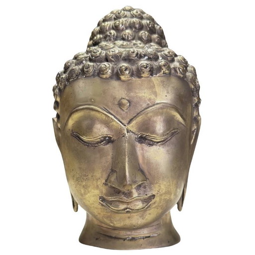 Tête de Bouddha en Bronze Thaï-Laotien – Antique