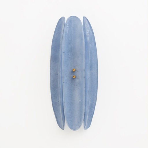 Pair of Fontana Arte Style Mid-Century Modern Light Blu Murano Glass Sconces