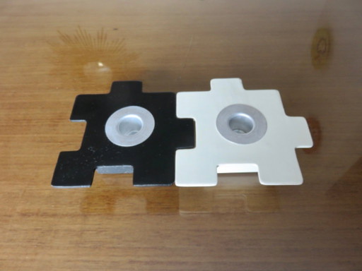Paire de bougeoirs puzzle "hoppan" par ikea, années 90
