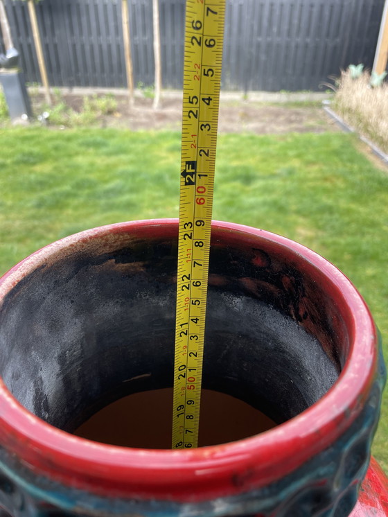 Image 1 of Vintage Duitse Fat Lava Vaas Paarden Jaren 70