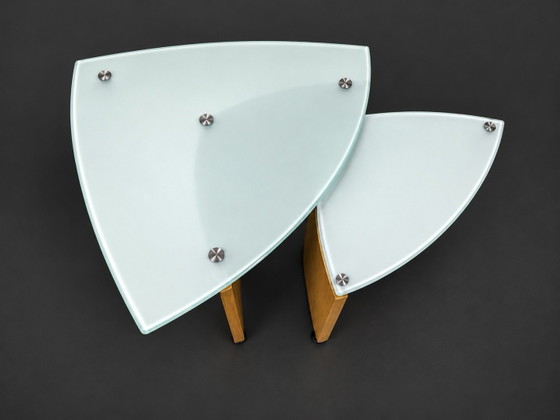 Set of a Leolux Coffee table with side table type JOEY, Glass, Wood, Brown (photo 4 of 5)