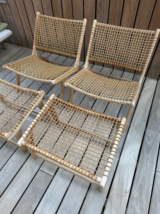 2 Cosito lounge chairs in teak and natural round wicker with ottoman – Bristol, Lounge sets, Wood (photo 6 of 7)