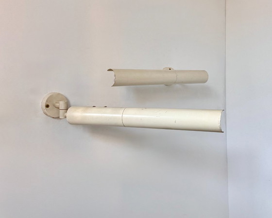 Paar vintage wandlampen van mat wit metaal, Frankrijk 1970 – Metal (photo 4 of 5)