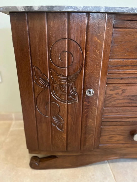 Art Deco low furniture – Sideboard, Marble, Wood (photo 3 of 21)