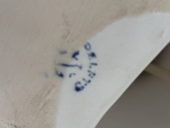 Image 1 of Vintage white Delft hand lamp with globe (marked)