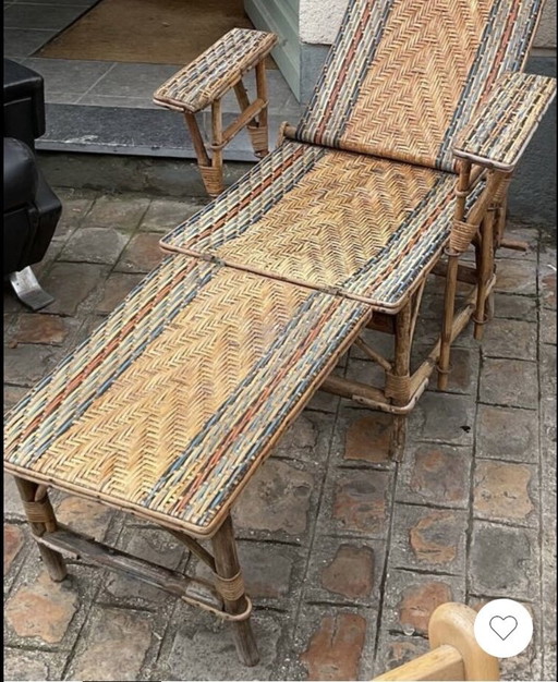 Chaise longue Art nouveau de mimbre