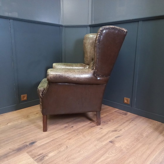 Image 1 of Fauteuil Chesterfield à oreilles vintage | Env. 1985-1990