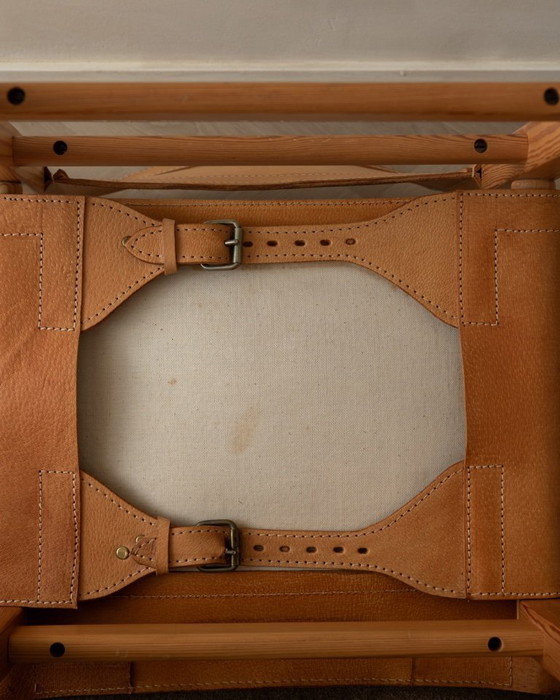 Image 1 of Vintage Kotka Dining Chairs by Tomas Jelinek for IKEA, Pine & Saddle Leather Safari Chairs, 1980s, Set of 6