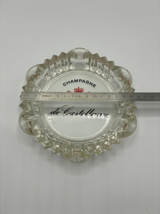 Gegoten glazen reclame-asbak – Champagne de Castellane – Épernay – Vintage – Decoratieve objecten, Glass (photo 3 of 3)