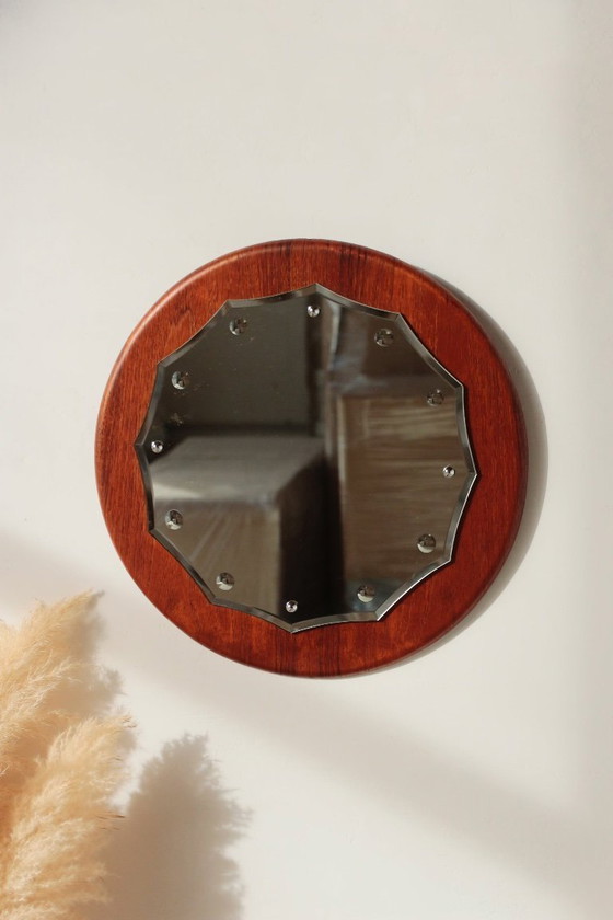 Image 1 of Vintage Round Teak Mirror from the 1960s - 02.10.25.03
