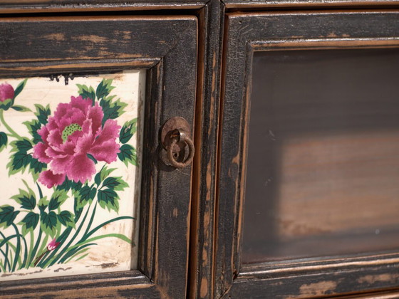 Antique low cabinet in elm wood – China, circa 1900 – Sideboard cabinet, Iron, Glass, Rustic (photo 19 of 39)