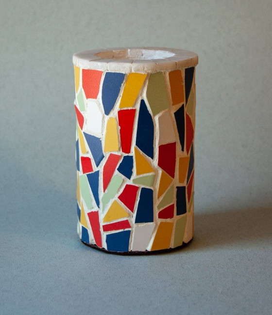 Image 1 of Ceramic pencil holder decorated with trencadís mosaic. Multipurpose mosaic cup. New.