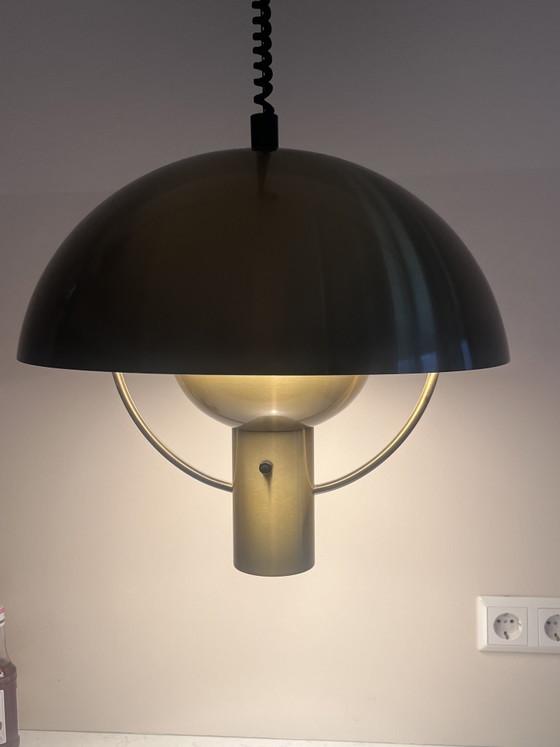 Lampe suspendue champignon hollandaise rare des années 70 – Dijkstra Lampen, Suspensions, Other, Metal (photo 14 of 15)