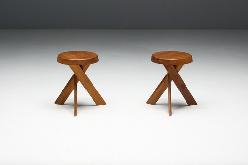 'S31' Stools by Pierre Chapo, France, 1970s
