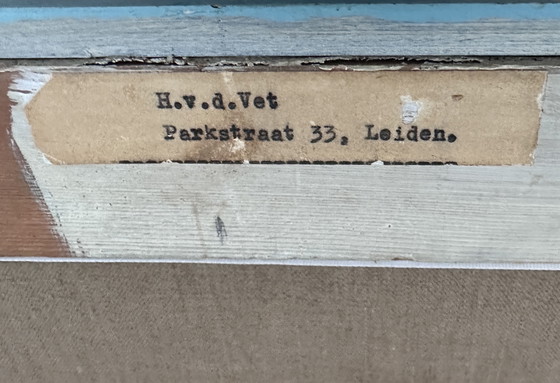 Image 1 of Henk van der Vet – Abstract Brutalist schilderij (1968), olieverf op doek