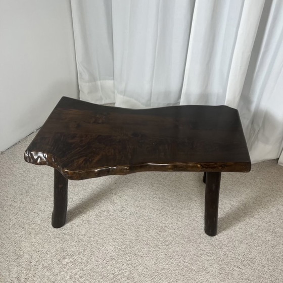 Image 1 of Mesa de centro rústica de madera maciza, estilo Wabi-Sabi, década de 1970.