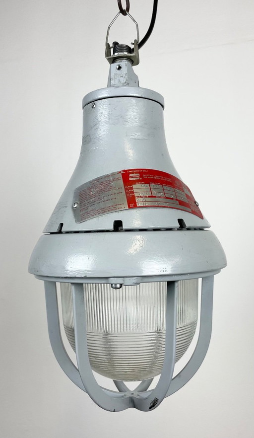 Lampe industrielle grise antidéflagrante de Crouse-Hinds, années 1970
