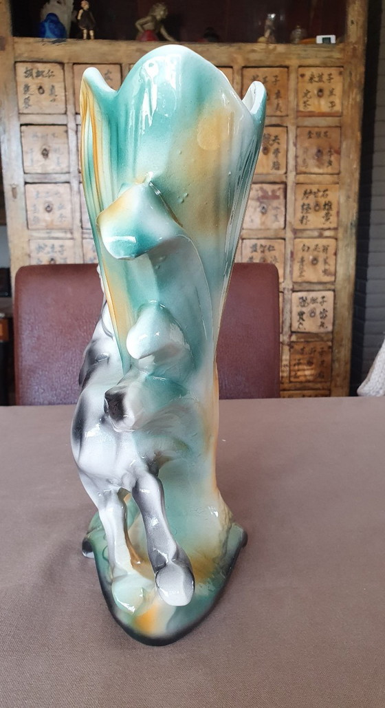 Image 1 of Vintage Italian Pegasus vase-ceramic-19th century 33 cm