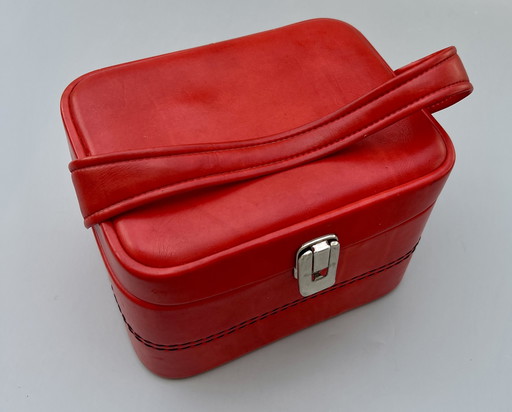 Vintage red cosmetic bag / beauty case – 60s / 70s