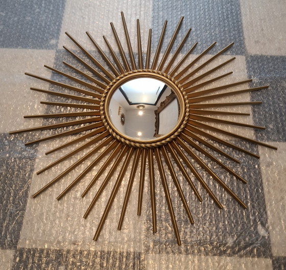 Image 1 of Miroir soleil 50cm Chaty Vallauris signé convexe de 1960.