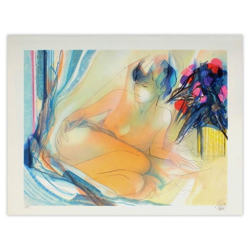 Jean-Baptiste Valadié signierte Lithographie Pauline 1990 – lithos zeefdrukken, Paper (photo 2 of 5)
