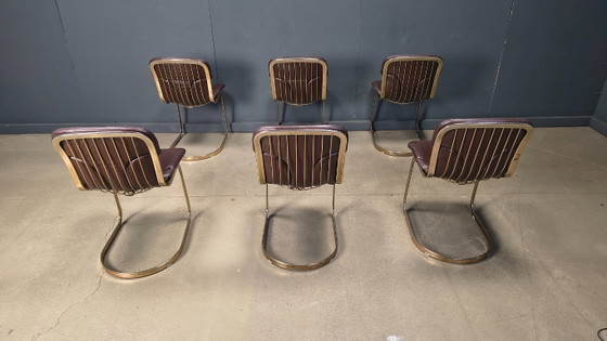 Image 1 of Chaises de salle à manger vintage de Willy Rizzo pour Cidue, ensemble de 6, années 1970
