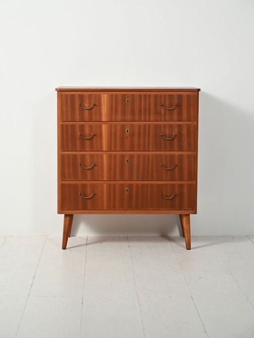 Cassettiera scandinava in mogano anni '50-'60