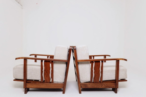 Image 1 of Vintage armchair brutalism style off white corduroy 1960