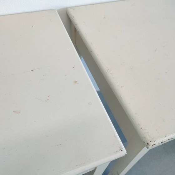 Image 1 of Set of 2 vintage Brocante side tables, plant table, coffee table, hallway cabinet with drawer