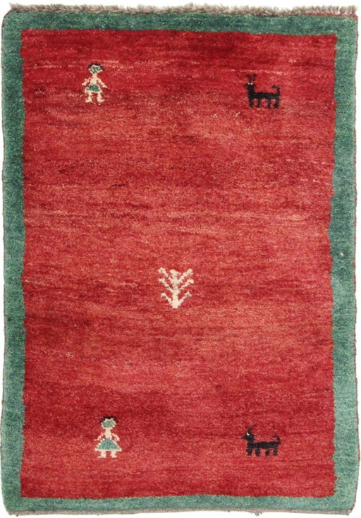 Tappeto persiano originale Gabbeh Ghashghai tappeto orientale 126 cm x 86 cm vecchio naturale