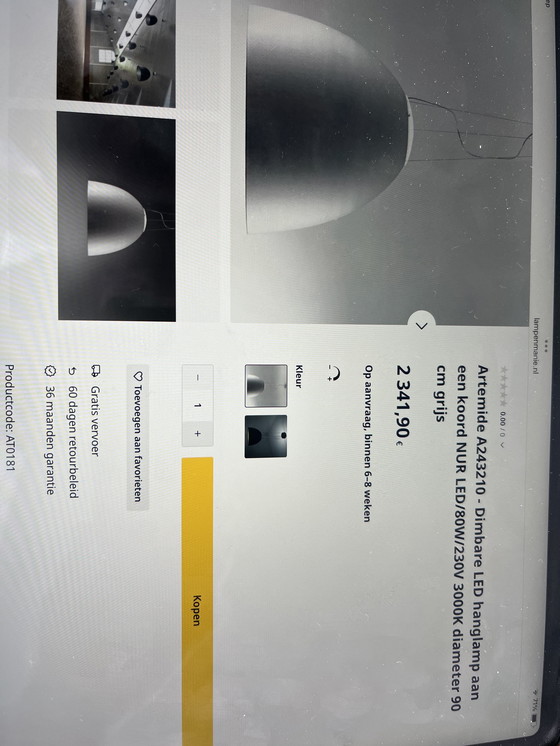 Image 1 of Lámpara colgante LED regulable Artemis A243210, diámetro 90 cm