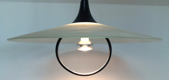 Image 1 of Lampada da soffitto unica con ciotola in vetro effetto marmo (anni '80/'90)